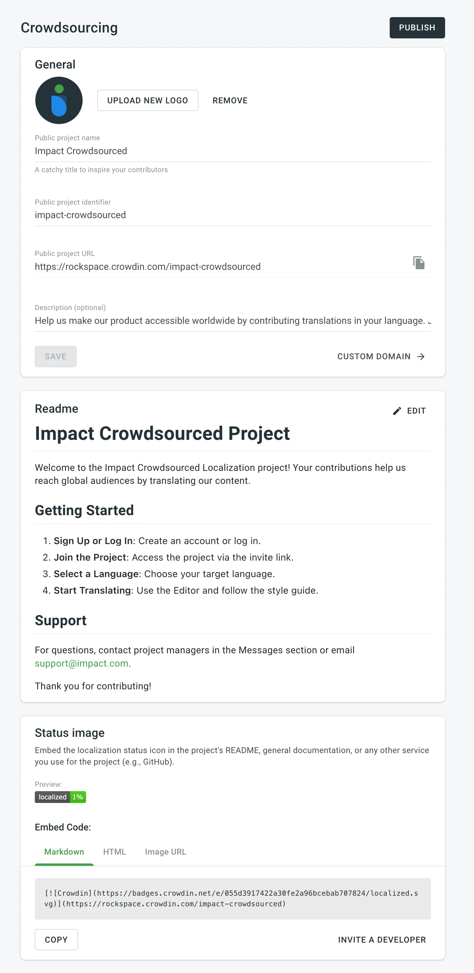 Crowdsourcing Project Settings